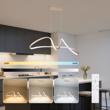 Brilagi - Lámpara colgante regulable de cable TWISTER LED/60W/230V 3000-6000K beige + mando a distancia