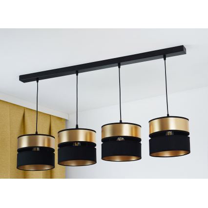 Brilagi - Lámpara colgante ROYAL 4xE27/15W/230V negro/dorado