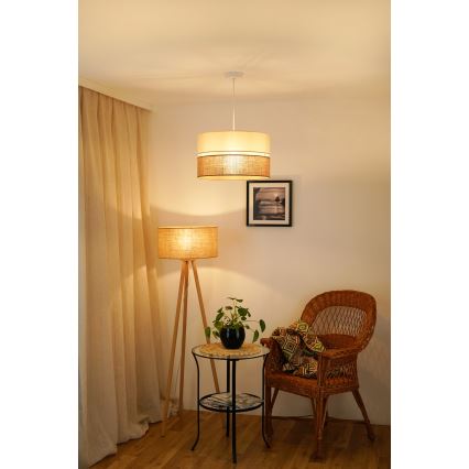 Brilagi - Lámpara colgante ROYAL YUTE 1xE27/15W/230V diá. 40 cm beige/color crema