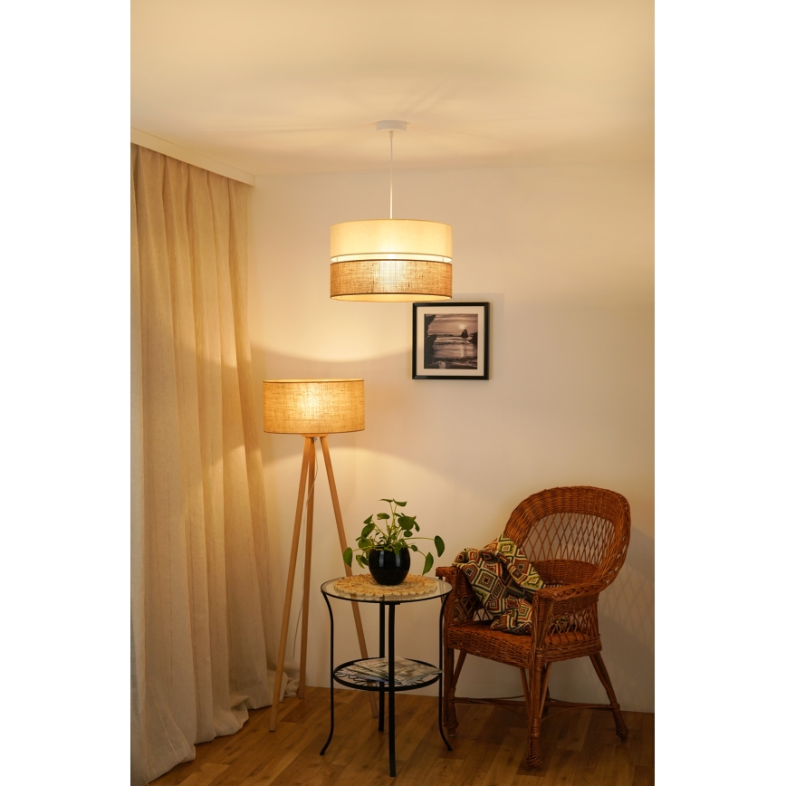Brilagi - Lámpara colgante ROYAL YUTE 1xE27/15W/230V diá. 40 cm beige/color crema