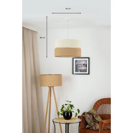 Brilagi - Lámpara colgante ROYAL YUTE 1xE27/15W/230V diá. 40 cm beige/color crema