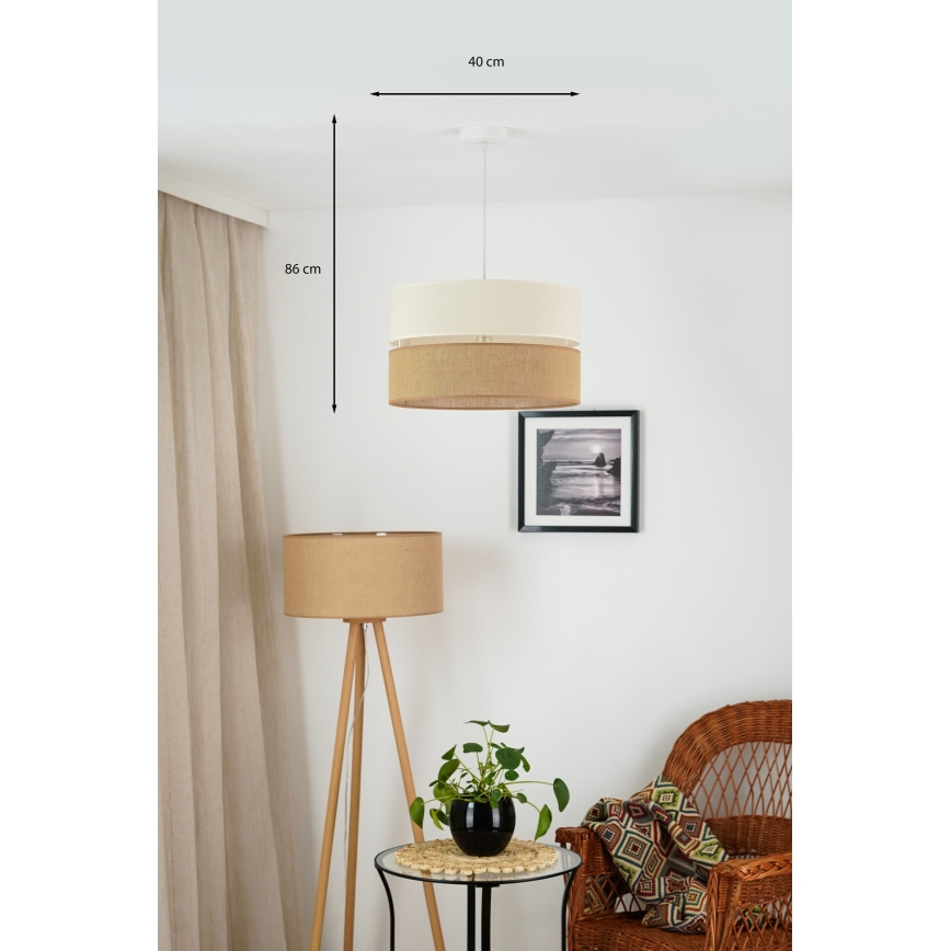 Brilagi - Lámpara colgante ROYAL YUTE 1xE27/15W/230V diá. 40 cm beige/color crema