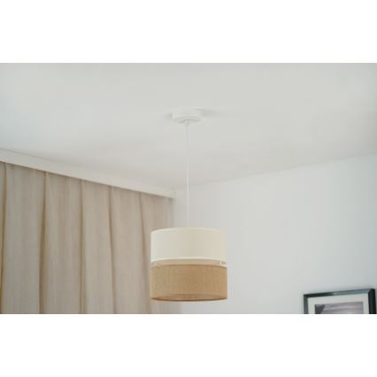 Brilagi - Lámpara colgante con cable ROYAL YUTE 1xE27/15W/230V diámetro 25 cm beige/crema