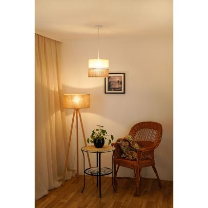 Brilagi - Lámpara colgante con cable ROYAL YUTE 1xE27/15W/230V diámetro 25 cm beige/crema