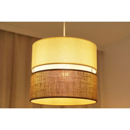 Brilagi - Lámpara colgante con cable ROYAL YUTE 1xE27/15W/230V diámetro 25 cm beige/crema