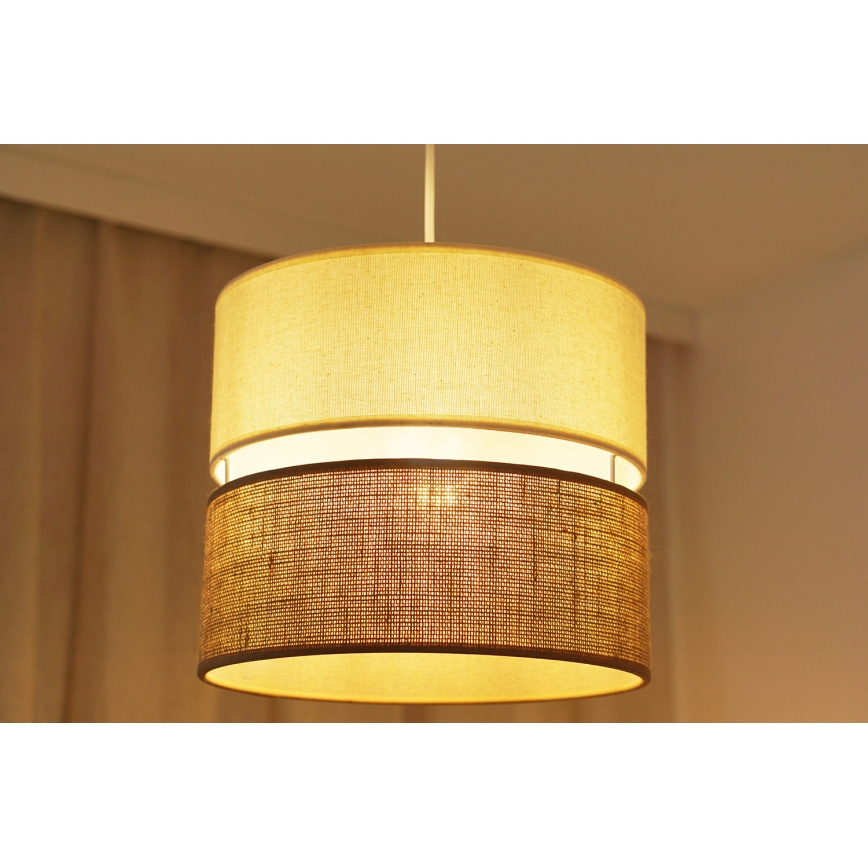 Brilagi - Lámpara colgante con cable ROYAL YUTE 1xE27/15W/230V diámetro 25 cm beige/crema