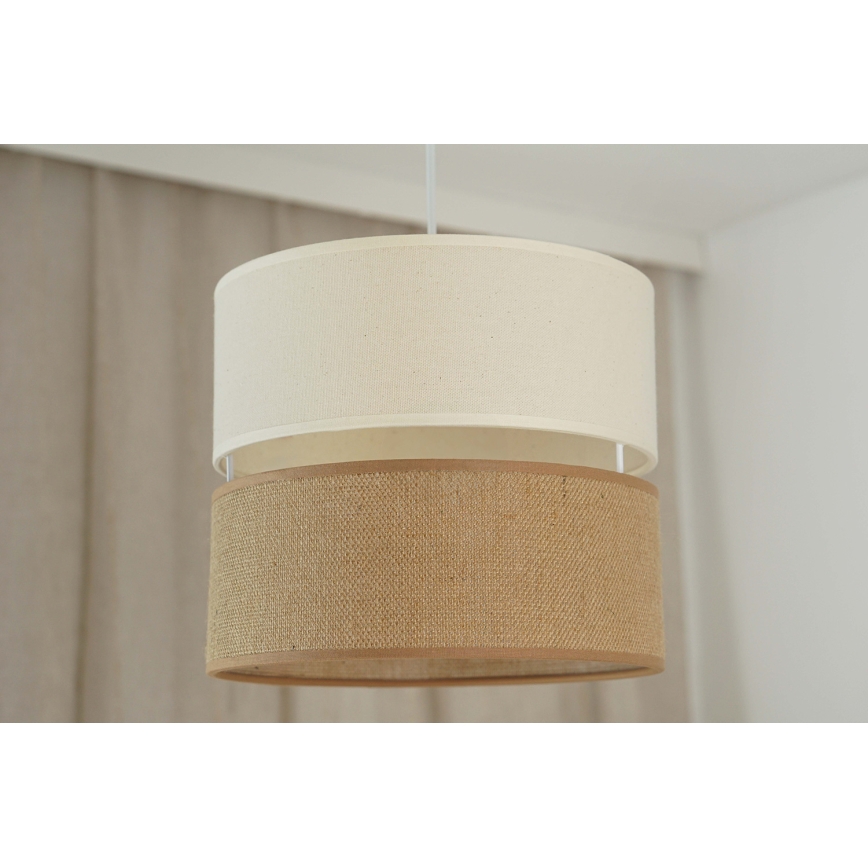 Brilagi - Lámpara colgante con cable ROYAL YUTE 1xE27/15W/230V diámetro 25 cm beige/crema
