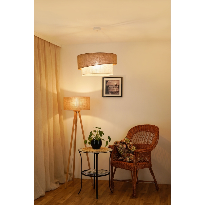 Brilagi - Lámpara colgante con cable SHINE 1xE27/15W/230V Ø 50 cm beige/crema