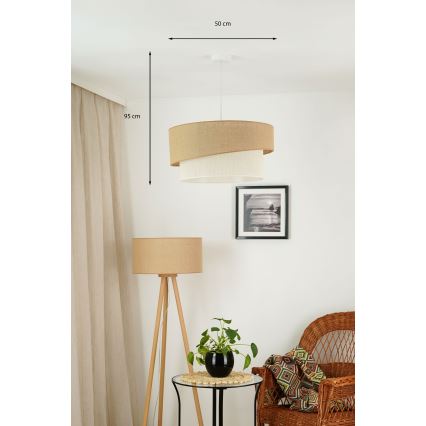 Brilagi - Lámpara colgante con cable SHINE 1xE27/15W/230V Ø 50 cm beige/crema