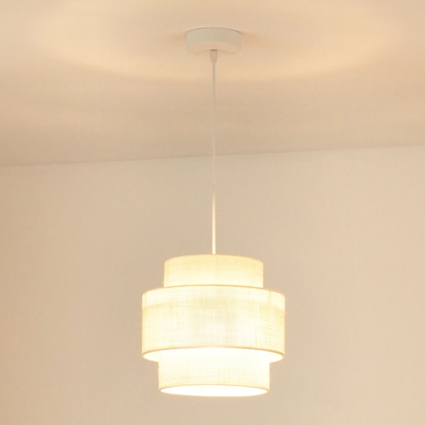 Brilagi - Lámpara colgante SPACE YUTE 1xE27/15W/230V diá. 25 cm color crema/blanco