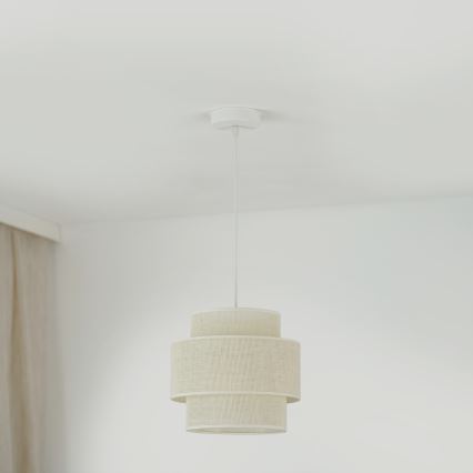 Brilagi - Lámpara colgante SPACE YUTE 1xE27/15W/230V diá. 25 cm color crema/blanco