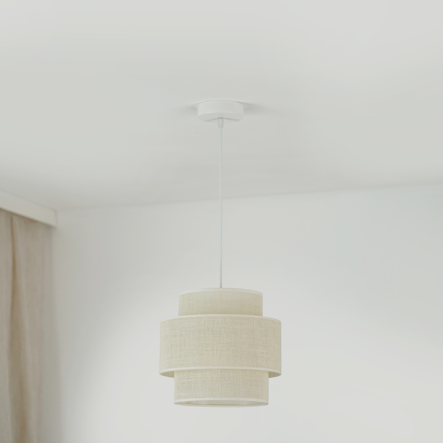 Brilagi - Lámpara colgante SPACE YUTE 1xE27/15W/230V diá. 25 cm color crema/blanco