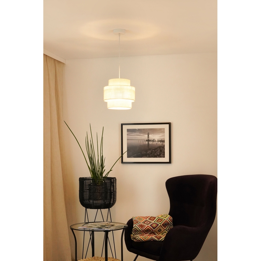 Brilagi - Lámpara colgante SPACE YUTE 1xE27/15W/230V diá. 25 cm color crema/blanco