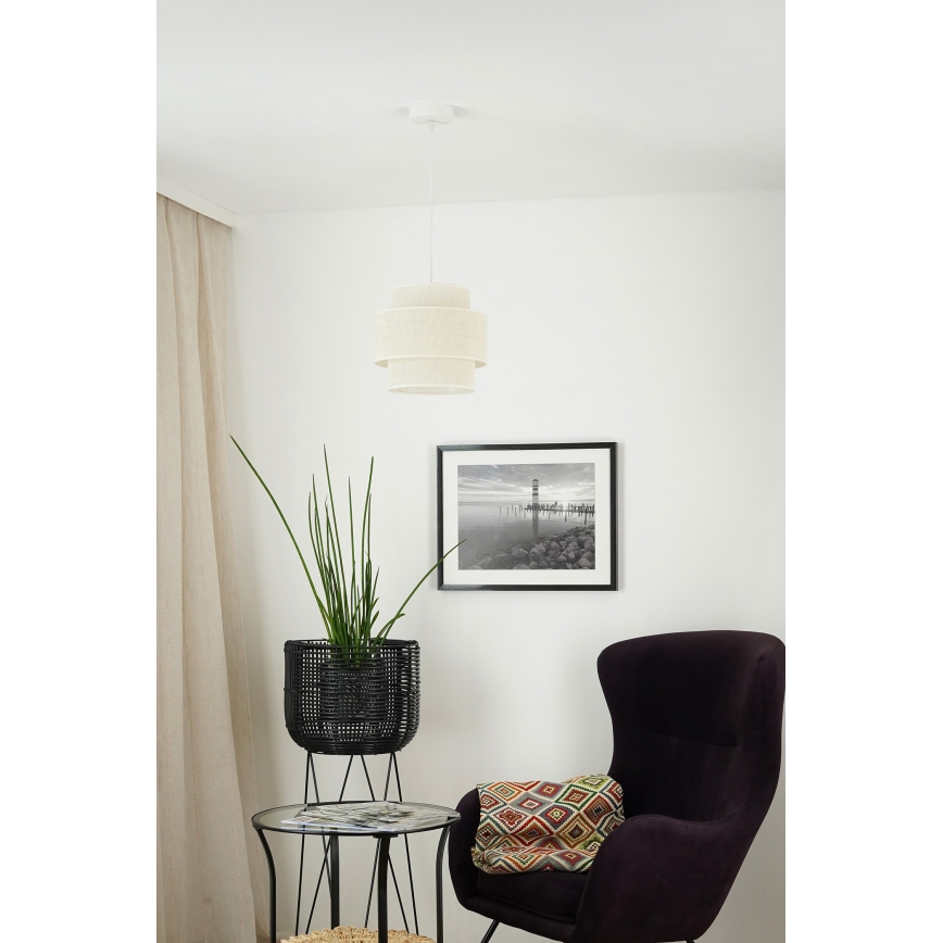 Brilagi - Lámpara colgante SPACE YUTE 1xE27/15W/230V diá. 25 cm color crema/blanco