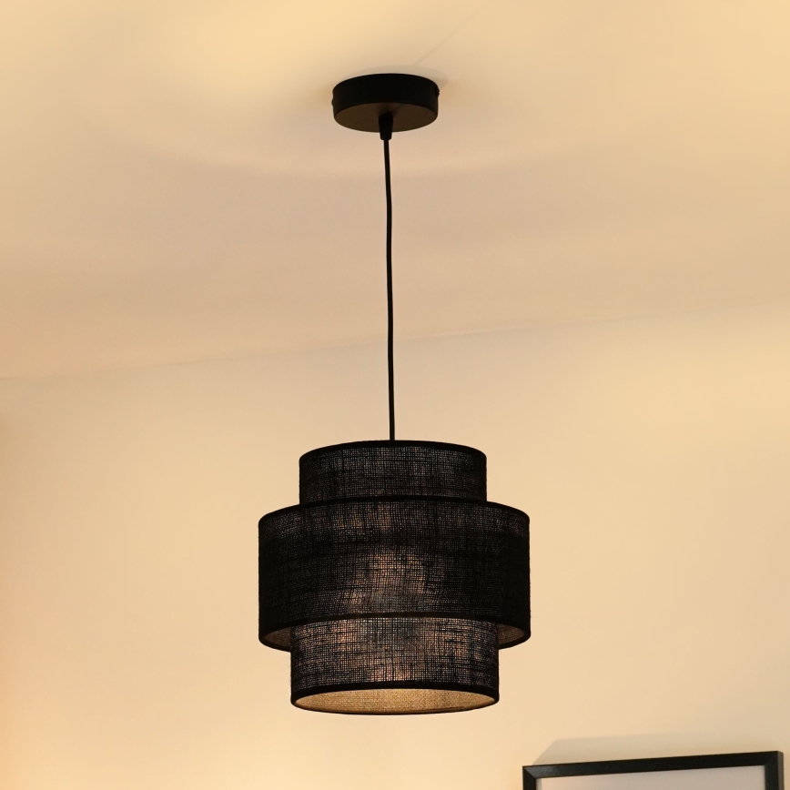Brilagi - Lámpara colgante SPACE YUTE 1xE27/15W/230V diá. 25 cm negro