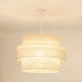 Brilagi - Lámpara colgante SPACE YUTE 1xE27/15W/230V diá. 50 cm color crema/blanco
