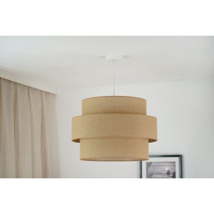 Brilagi - Lámpara colgante con cable SPACE YUTE 1xE27/15W/230V diámetro 50 cm beige/blanco