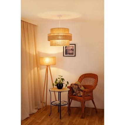 Brilagi - Lámpara colgante con cable SPACE YUTE 1xE27/15W/230V diámetro 50 cm beige/blanco