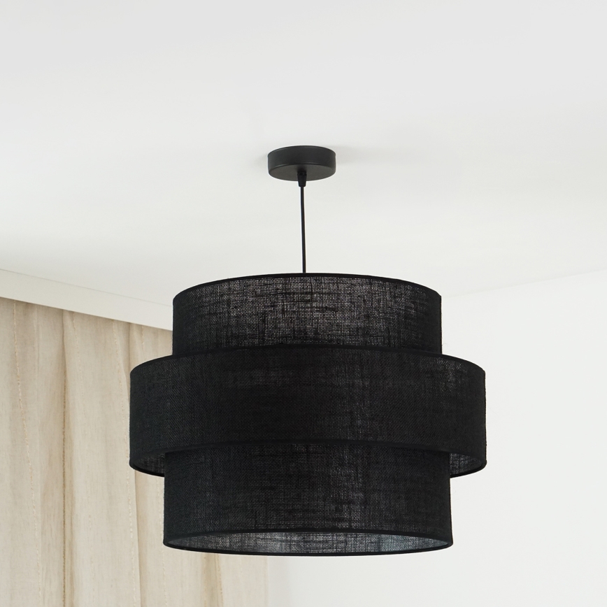 Brilagi - Lámpara colgante en cable SPACE YUTE 1xE27/15W/230V Ø 50 cm negro