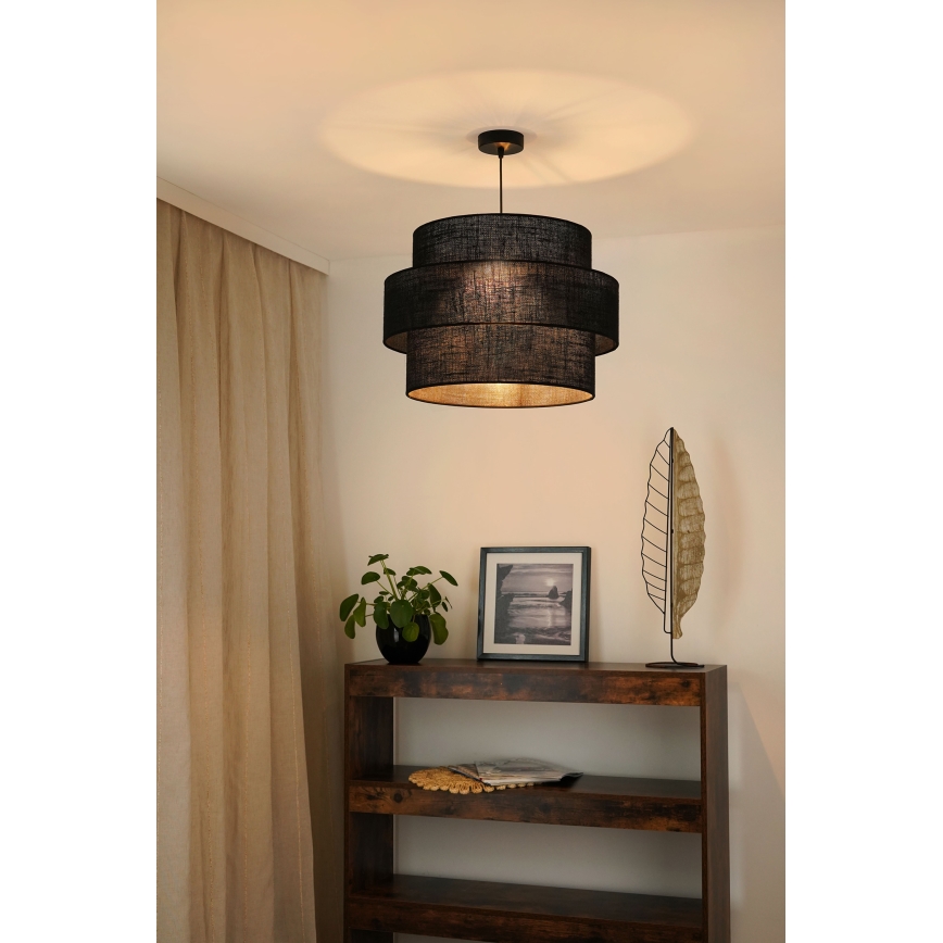 Brilagi - Lámpara colgante en cable SPACE YUTE 1xE27/15W/230V Ø 50 cm negro