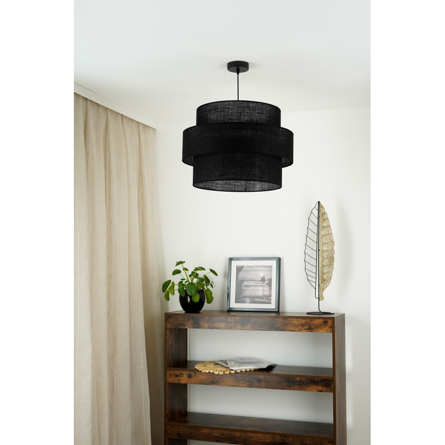 Brilagi - Lámpara colgante en cable SPACE YUTE 1xE27/15W/230V Ø 50 cm negro