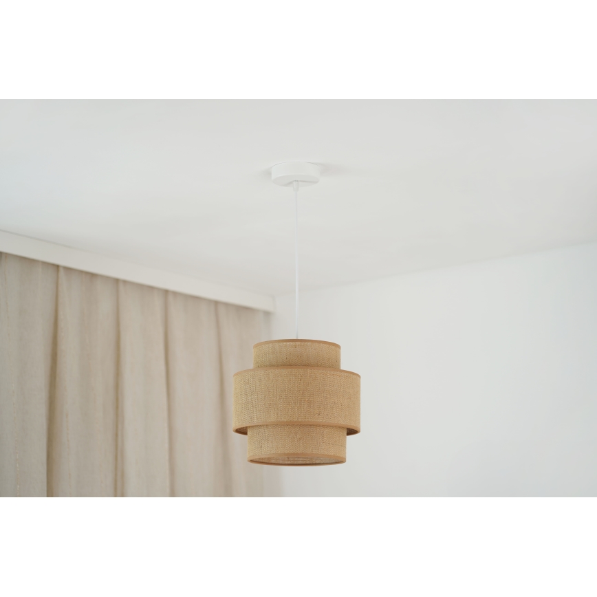 Brilagi - Lámpara colgante con cable SPACE YUTE 1xE27/15W/230V Ø 25 cm beige/blanco