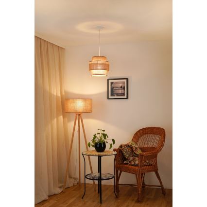 Brilagi - Lámpara colgante con cable SPACE YUTE 1xE27/15W/230V Ø 25 cm beige/blanco