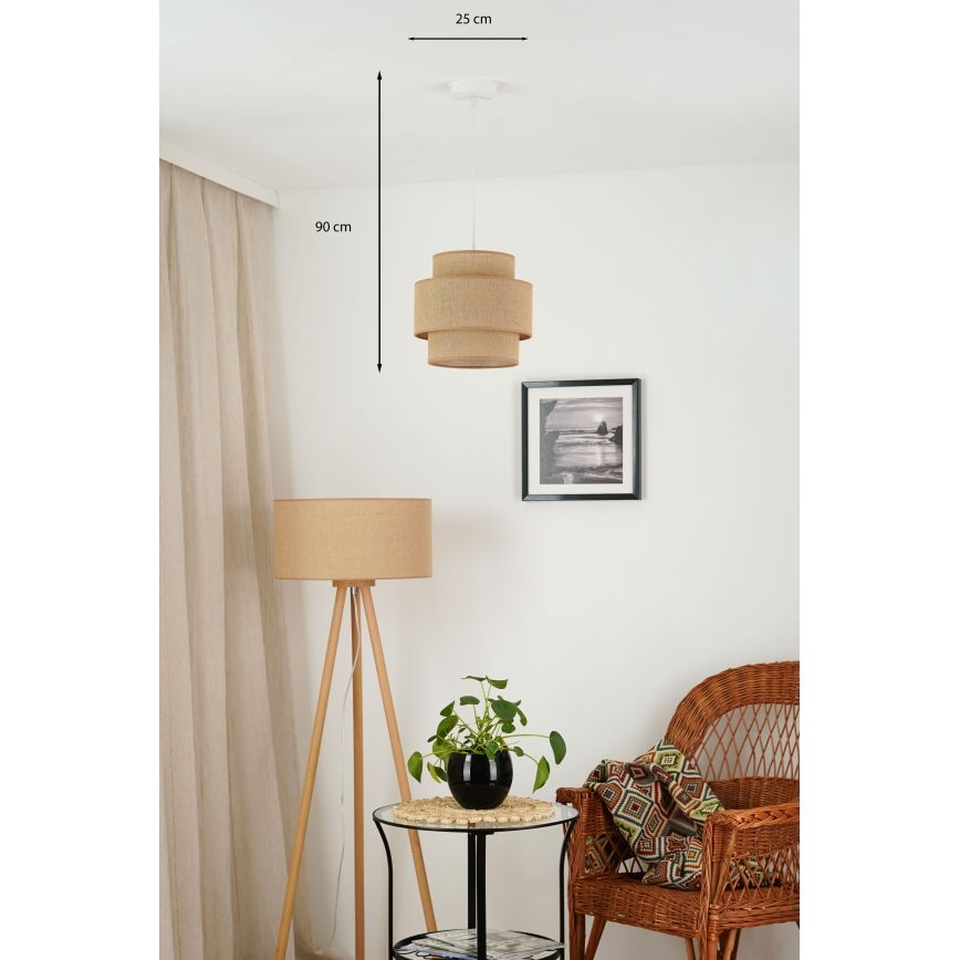 Brilagi - Lámpara colgante con cable SPACE YUTE 1xE27/15W/230V Ø 25 cm beige/blanco