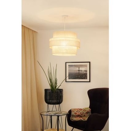 Brilagi - Lámpara colgante en cable SPACE YUTE 1xE27/15W/230V diámetro 50 cm crema/blanco