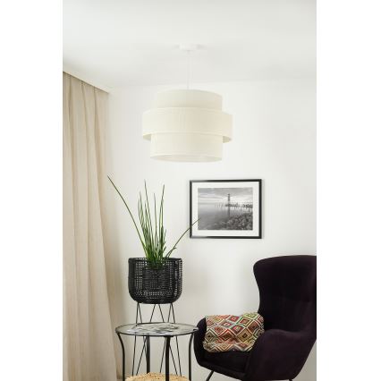Brilagi - Lámpara colgante en cable SPACE YUTE 1xE27/15W/230V diámetro 50 cm crema/blanco