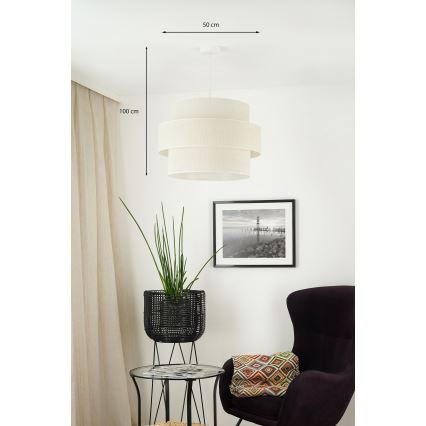 Brilagi - Lámpara colgante en cable SPACE YUTE 1xE27/15W/230V diámetro 50 cm crema/blanco