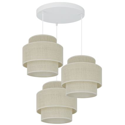 Brilagi - Lámpara colgante en cable SPACE YUTE 3xE27/15W/230V crema/blanco