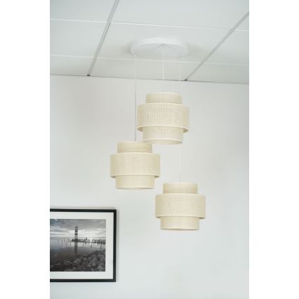 Brilagi - Lámpara colgante en cable SPACE YUTE 3xE27/15W/230V crema/blanco