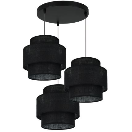 Brilagi - Lámpara colgante en cable SPACE YUTE 3xE27/15W/230V negro