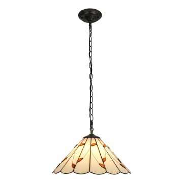 Brilagi - Lámpara colgante Tiffany con vitral FOLIA 1xE27/60W/230V Ø 40 cm