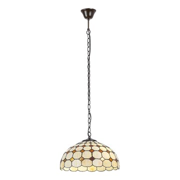 Brilagi - Lámpara colgante Tiffany de vitral con cadena DORAN 2xE27/60W/230V