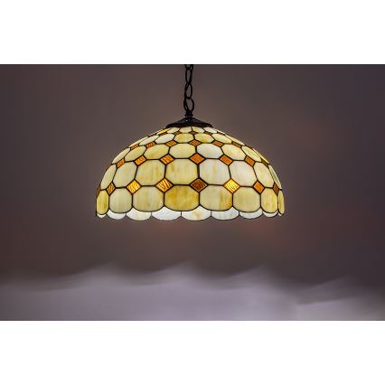 Brilagi - Lámpara colgante Tiffany de vitral con cadena DORAN 2xE27/60W/230V