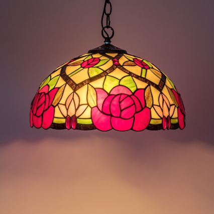 Brilagi - Lámpara colgante Tiffany de vitral con cadena GARLAN 2xE27/60W/230V