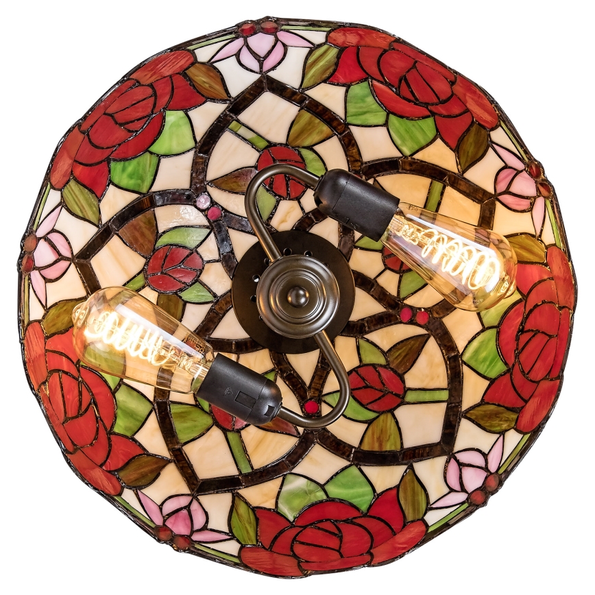 Brilagi - Lámpara colgante Tiffany de vitral con cadena GARLAN 2xE27/60W/230V