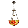 Brilagi - Lámpara colgante Tiffany de vitral con cadena SUNFLOWER 3xE27/60W/230V Ø 50 cm