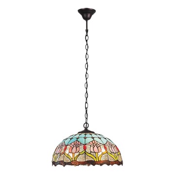 Brilagi - Lámpara colgante Tiffany de vitral LORAS con cadena 2xE27/60W/230V