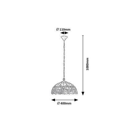 Brilagi - Lámpara colgante Tiffany de vitral LORAS con cadena 2xE27/60W/230V