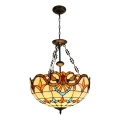 Brilagi - Lámpara colgante Tiffany de vitral MIRABELLA con cadena, 3xE27/60W/230V, Ø 50 cm