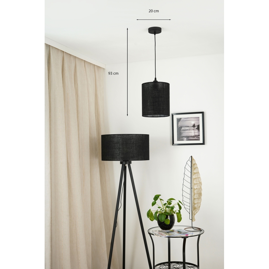 Brilagi - Lámpara colgante con cable TUBES 1xE27/15W/230V diámetro 20 cm negro