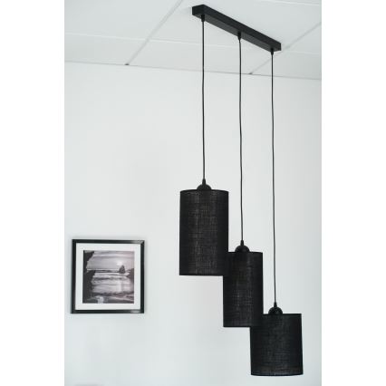 Brilagi - Lámpara colgante con cable TUBES 3xE27/15W/230V negra