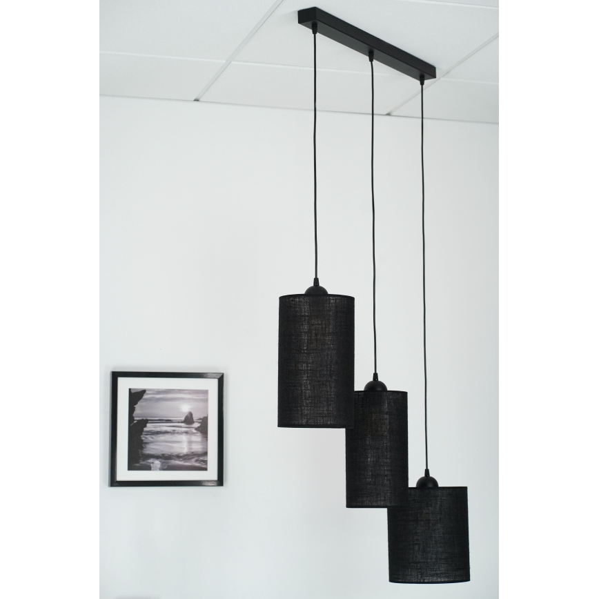 Brilagi - Lámpara colgante con cable TUBES 3xE27/15W/230V negra