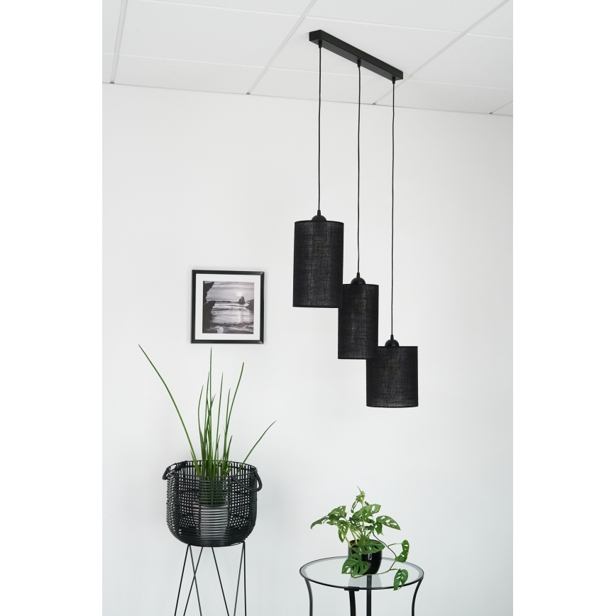 Brilagi - Lámpara colgante con cable TUBES 3xE27/15W/230V negra