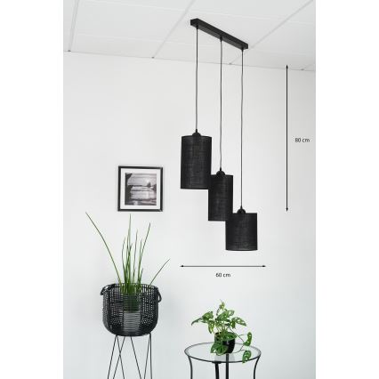 Brilagi - Lámpara colgante con cable TUBES 3xE27/15W/230V negra