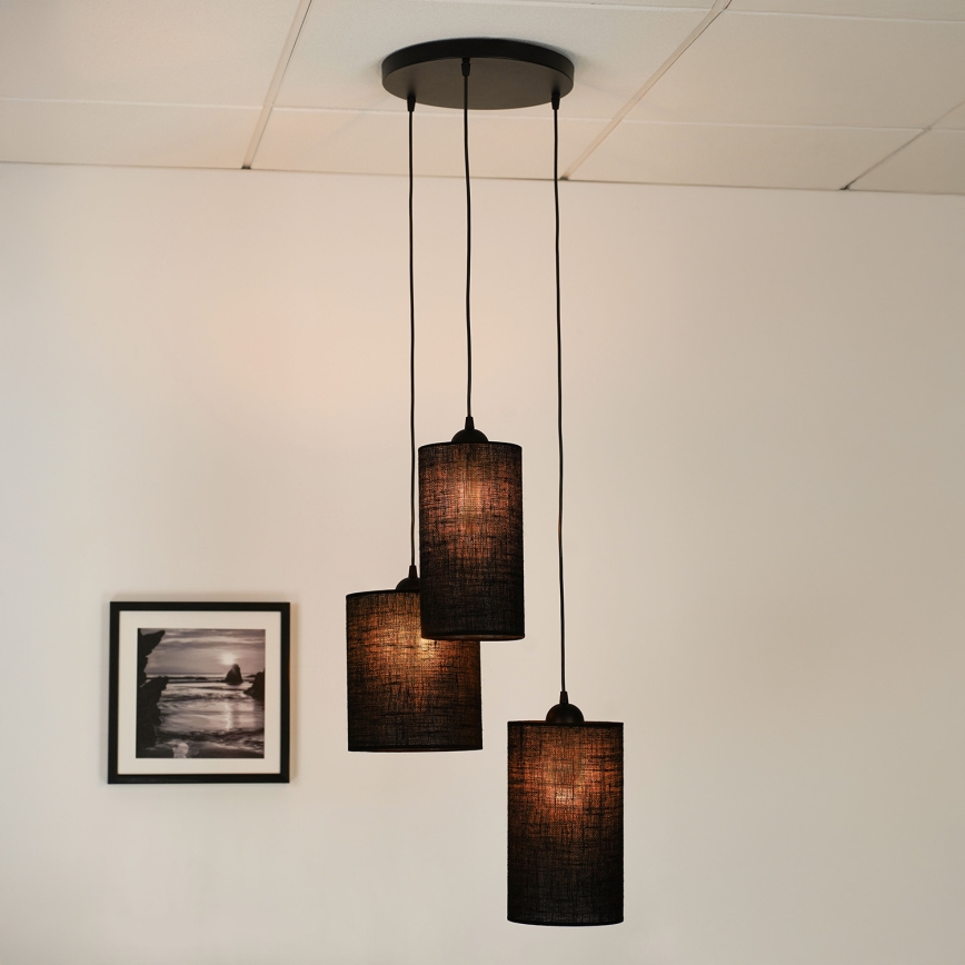 Brilagi - Lámpara colgante TUBES 3xE27/15W/230V negro