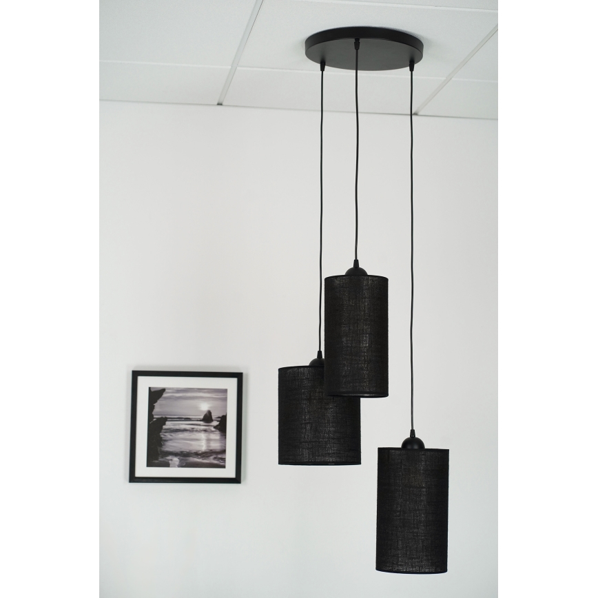 Brilagi - Lámpara colgante TUBES 3xE27/15W/230V negro